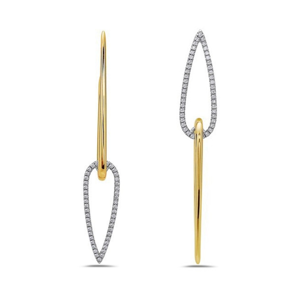 Brand new diamond and gold asymmetrical earrings
